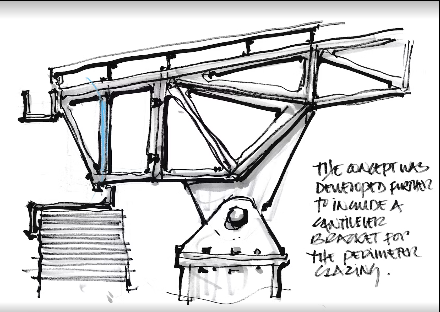 Technical sketch of the revitalised hangar structure